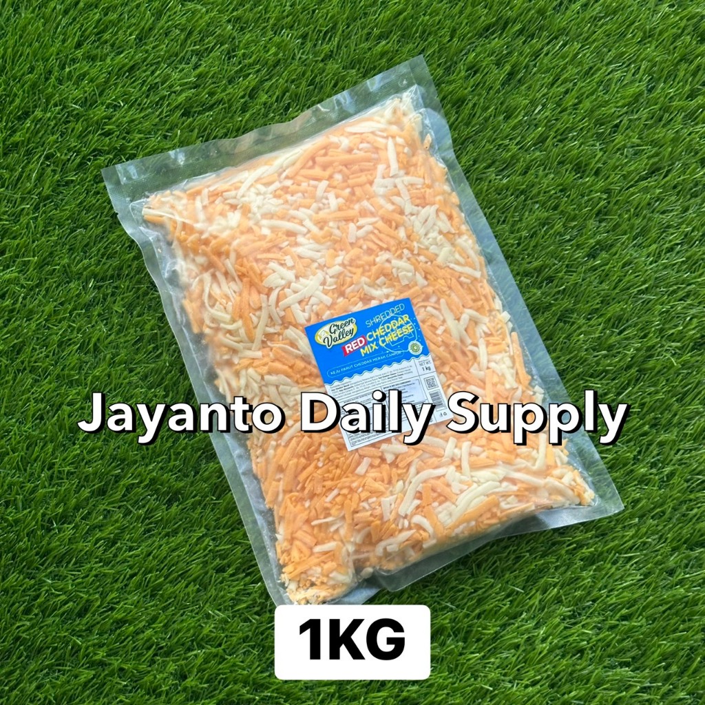 

SHREDDED RED CHEDDAR CHEESE 1KG / ORANGE CHEDDAR SHREDDED / KEJU CHEDDAR PARUT - 100% HALAL