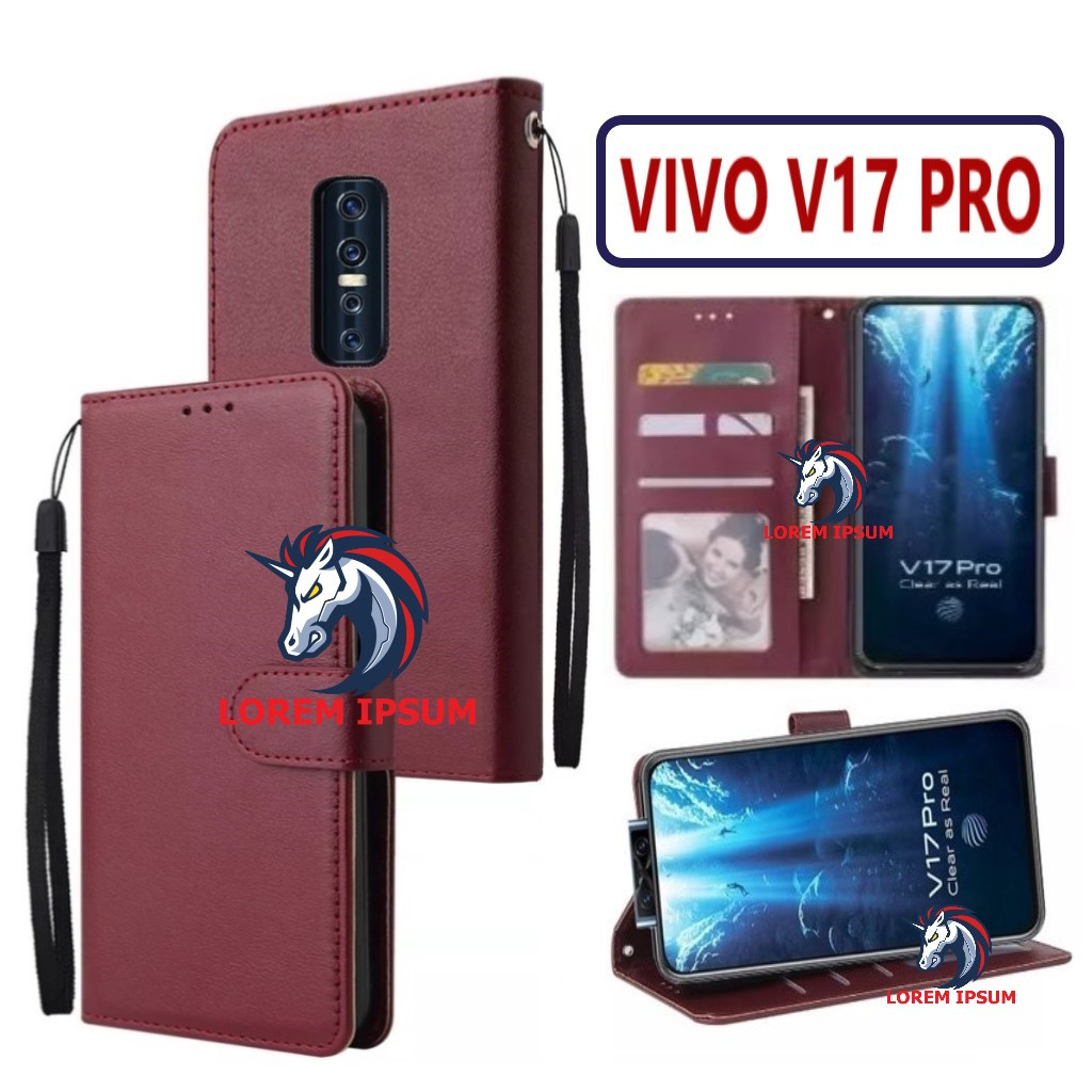 LEATHER CASING VIVO V17 PRO CASE KULIT FLIP WALLET LEATHER KULIT PREMIUM SARUNG BUKA TUTUP KESING HP