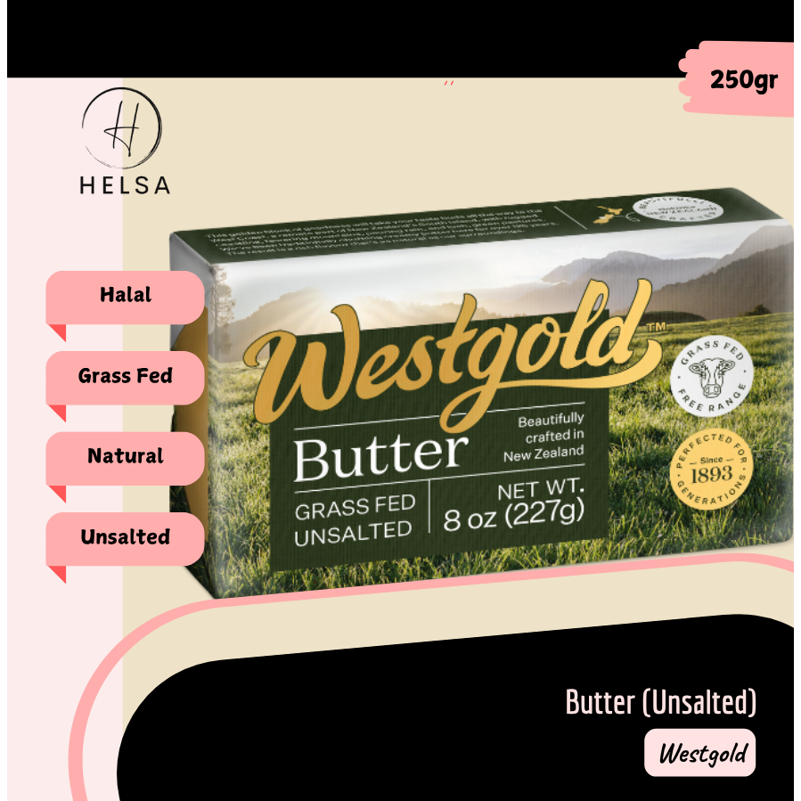 

Westgold Unsalted Butter Halal Grassfed New Zealand 250gr / 250 gr Mentega