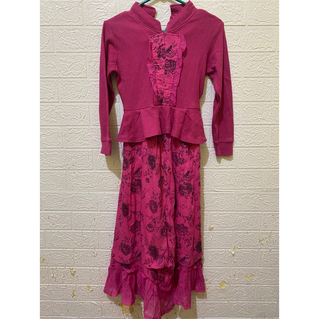 Preloved dress muslim anak cewek pink