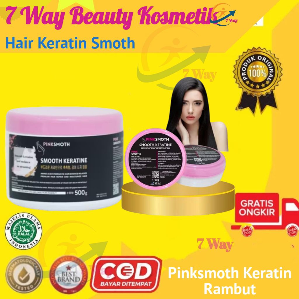 COD Pinksmoth Keratin Pelurus Rambut Beli 1 Gartis 1 Smothing Keratin Perawatan Rambut
