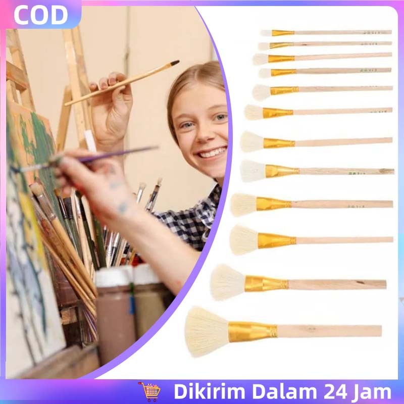 

12pcs Kuas Bulu Domba Kuas Kue Keringkering Olesan Mentega Bulu Domb Kuas Loyang Gagang Kayu Pastry Cooking Brush Import