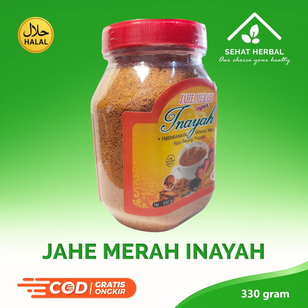 

INAYAH Jahe Merah | Jahe Super 330 Gram Botol Habbatussauda Gingseng Secang