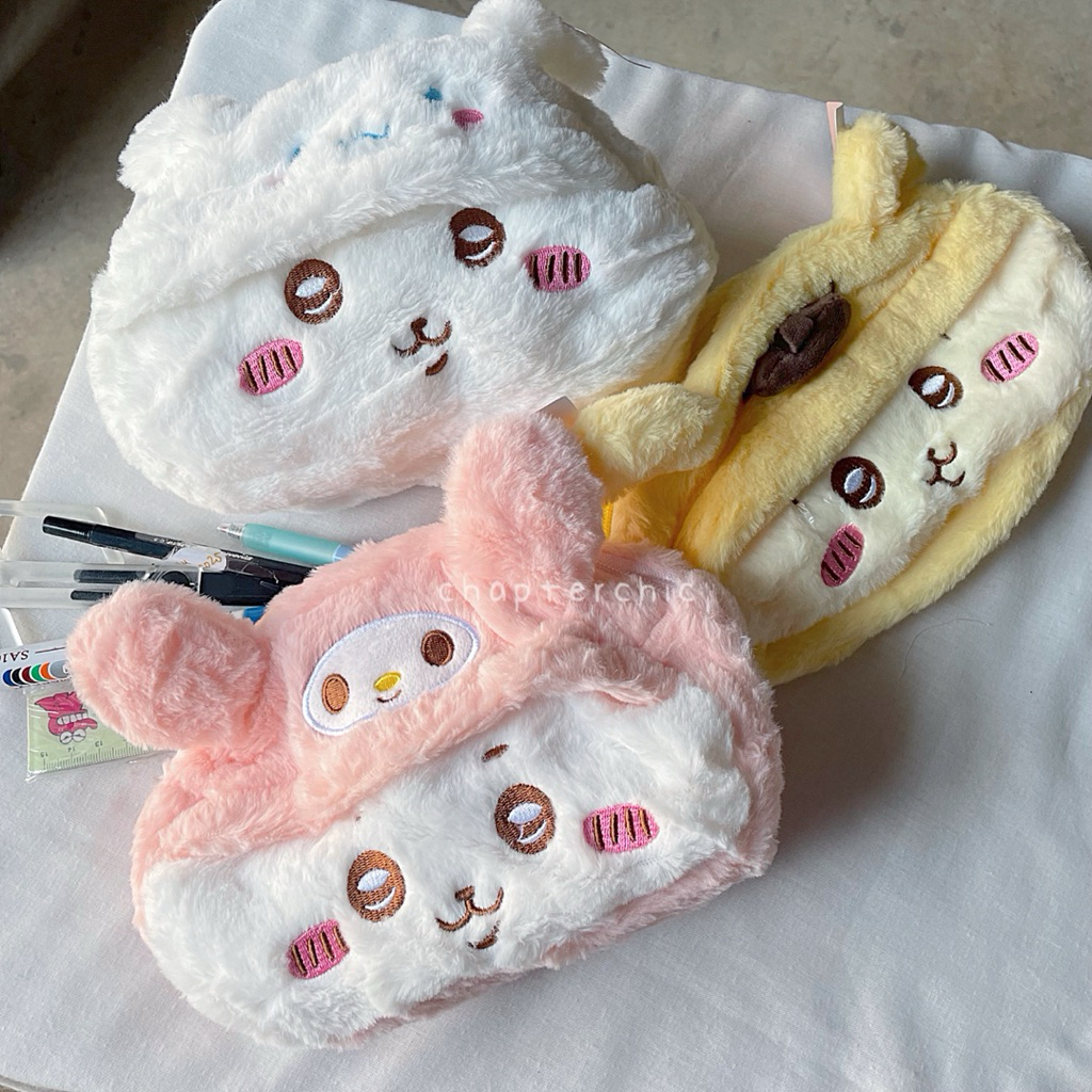 

Chiikawa Sanrio Tempat Pensil Pencil Case Pouch Lucu Boneka Cinnamoroll Melody Pompurin