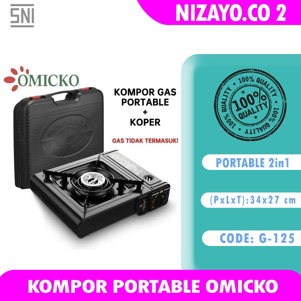 Omicko Kompor Gas Portable 2 in 1 / Kompor Gas Mini Camping Satu Set Bonus Koper