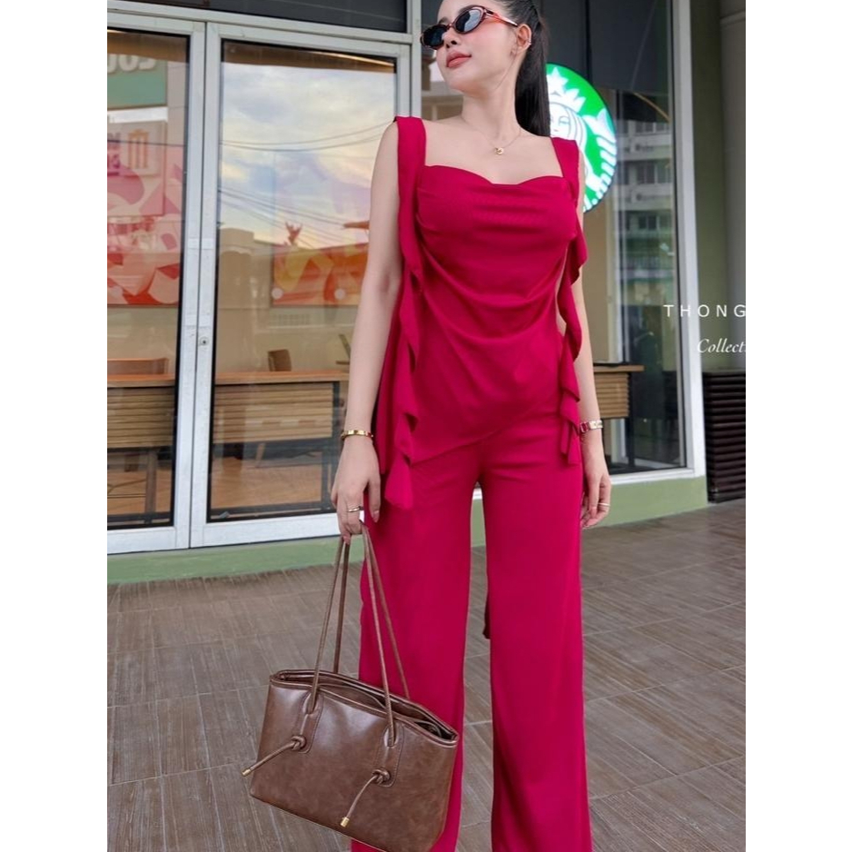 Jimiso - 501 SF/One set wanita atasan dan celana kulot panjang/setelan wanita katun knit/one set wan