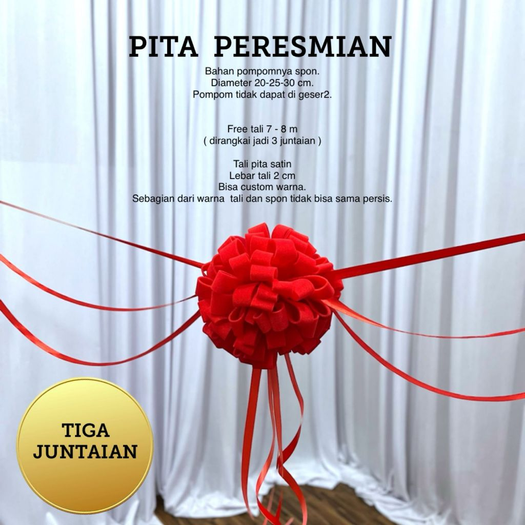 

Pita peresmian 3 juntaian / gunting pita / pitabesar / pita bulat / pompom