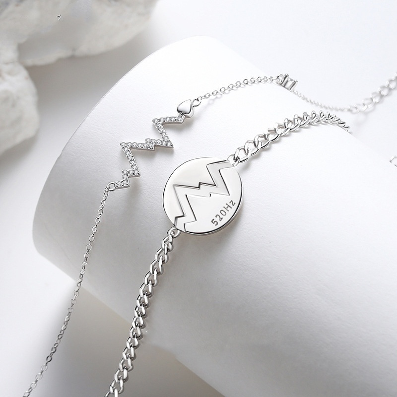 Gelang Couplpe Perak Anti Karat Asli Gelang Cowok Cewek Emas Putih Gelang Aesthetic Pria Wanita