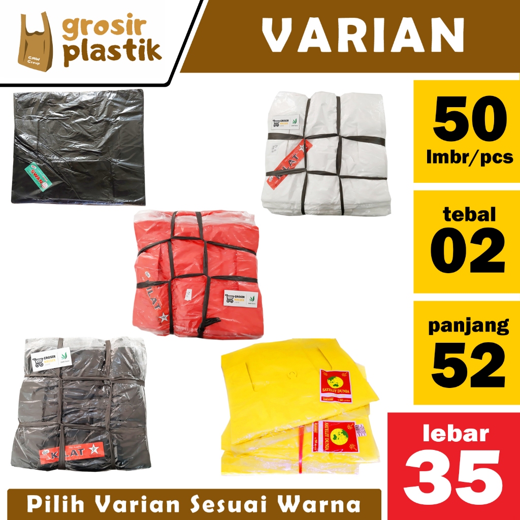 [KHUSUS BAL] Kresek BINTANG KILAT 35x52x02 isi 50 Lembar Warna Hitam Merah Putih - BESS Grosir Plast