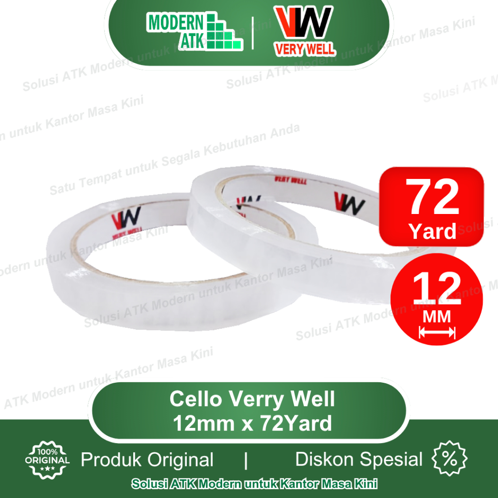 

Isolasi Bening VERYWELL Tape 12mm x 72 Yard