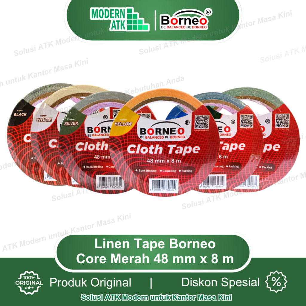 

BORNEO LINEN TAPE - Lakban Kain / Cloth Tape / Isolasi Warna uk.48mm x 8m - Biru