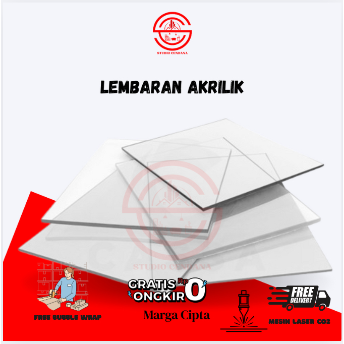 

Akrilik Lembaran Bening Transparan Putih Marga Cipta Custom