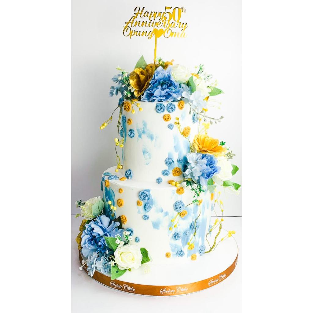 

Kue Ulang Tahun/Birthday Cake/Kue Ultah Tema Flower/Flower 2 Tier/Flower Blue White/Kue Birthday Jakarta