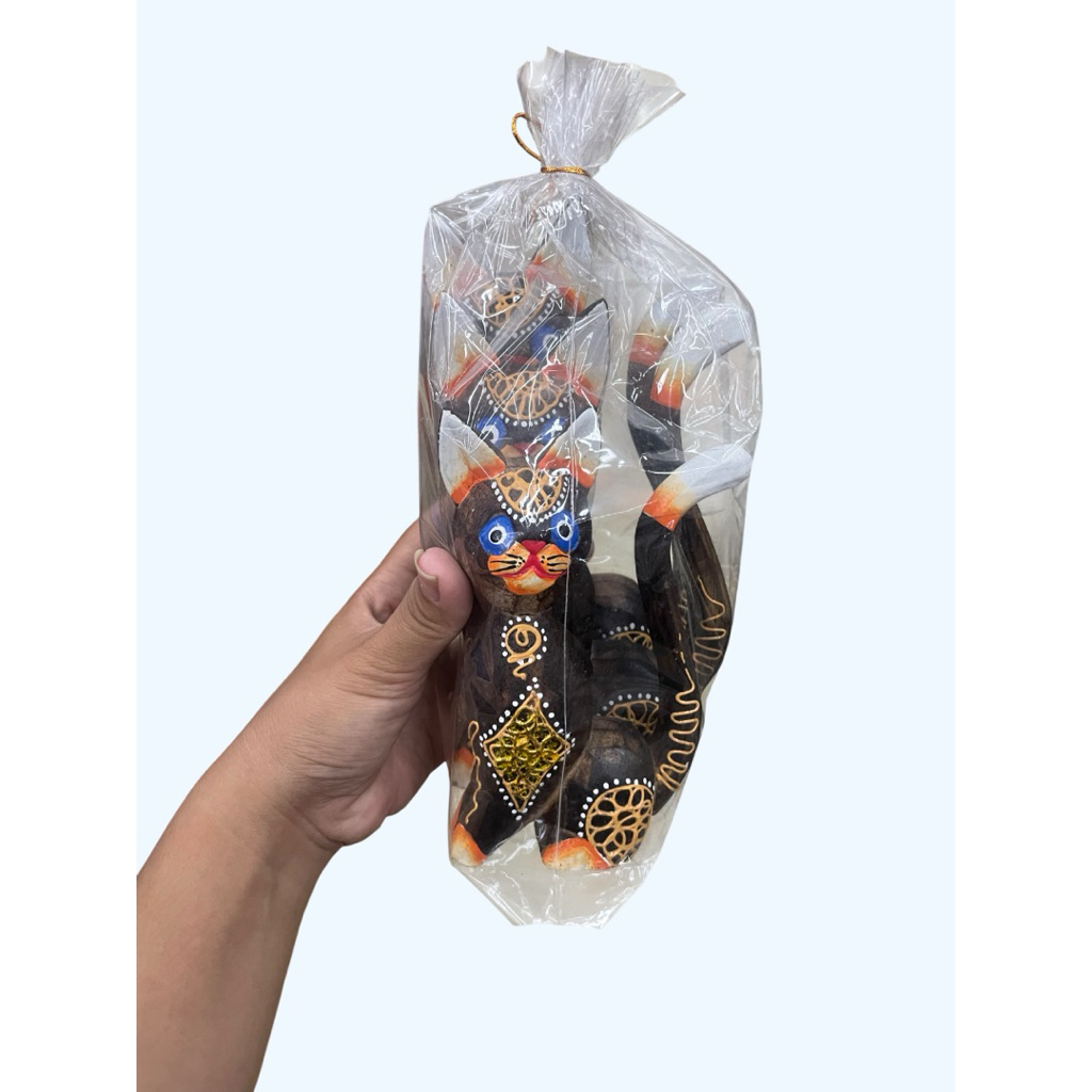 patung kayu kucing ekor/souvenir bali