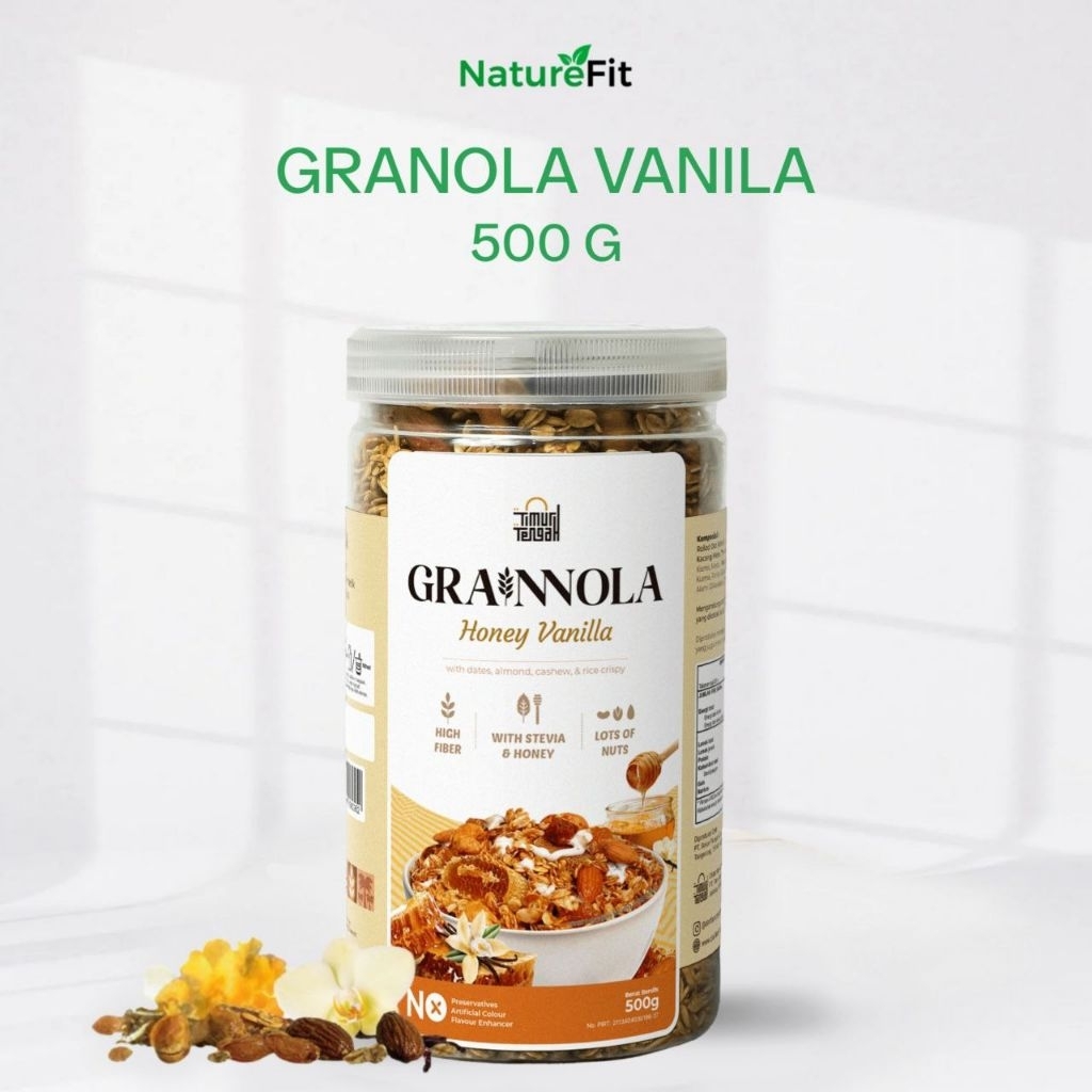 

Grainnola Timur Tengah Vanilla Honey 500 Gram Granola Cemilan Sehat Rendah Kalori Sereal & Snack