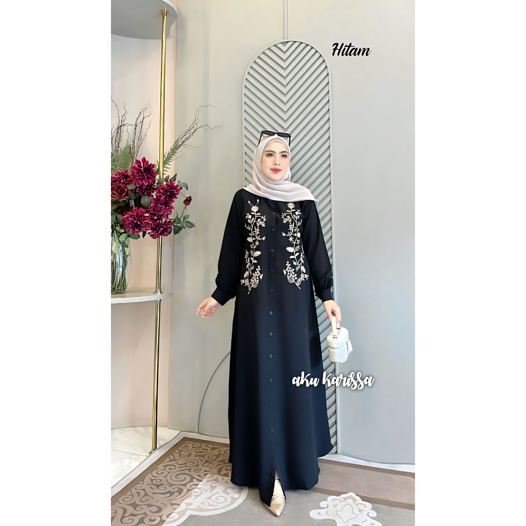 GAMIS BORDIR GISYA ORI AKU KARISSA DRESS SABRINA APLIKASI BORDIR KEKINIAN