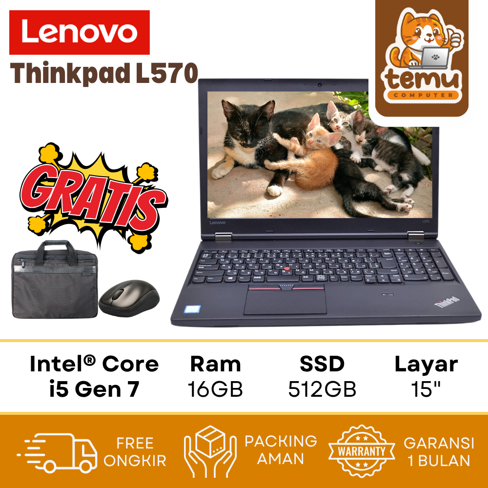 Laptop Kerja / Multimedia Lenovo Thinkpad  L570 | i5 Gen7 16GB SSD 512GB | Mulus Bergaransi