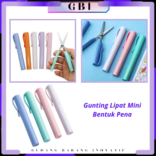 

GBI Gunting Lipat Mini Bentuk Pena Gunting Kertas Paper Cutter Portable Scissors Gunting Kecil Alat Pemotong Kertas Portabel Model Pulpen