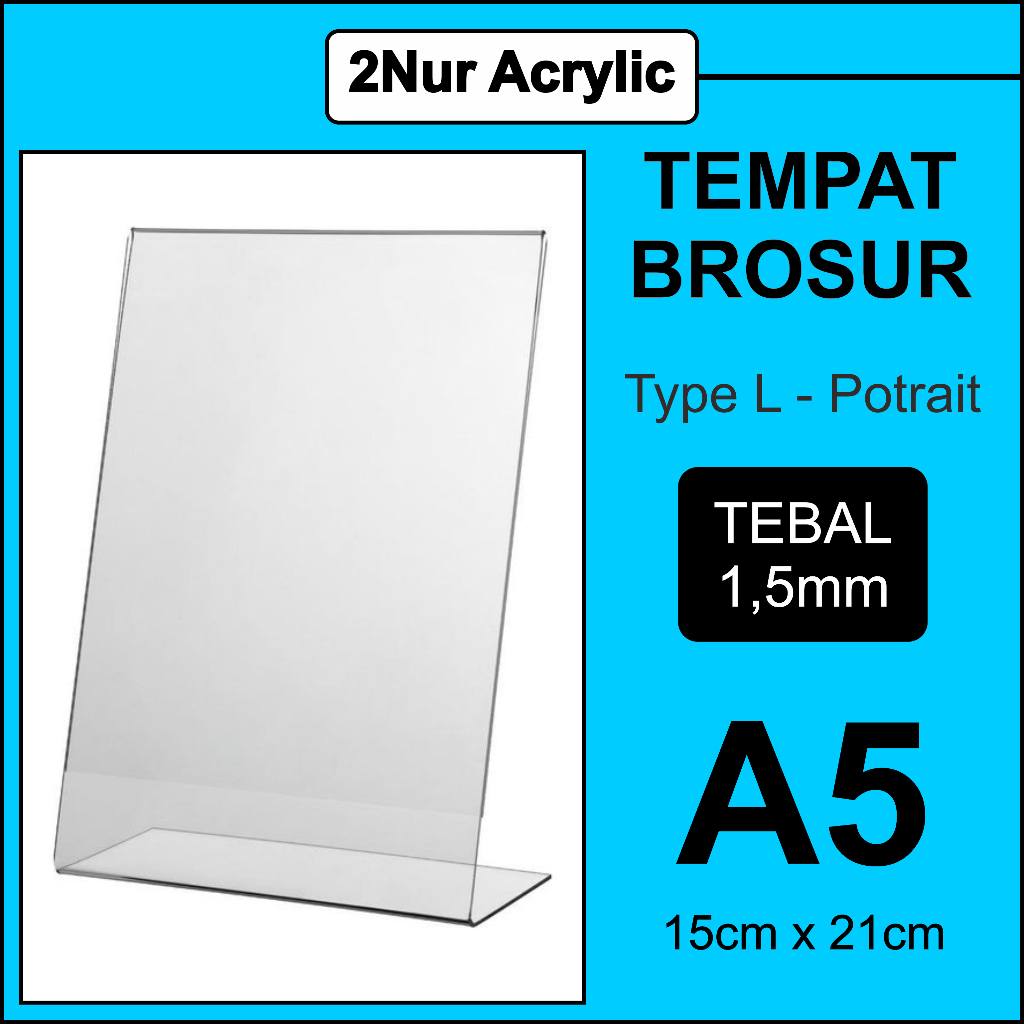 

Tempat Brosur Akrilik A5 1,5mm / Akrilik Tent Card Tent Holder / Acrylic Qris Barcode - Tipe L