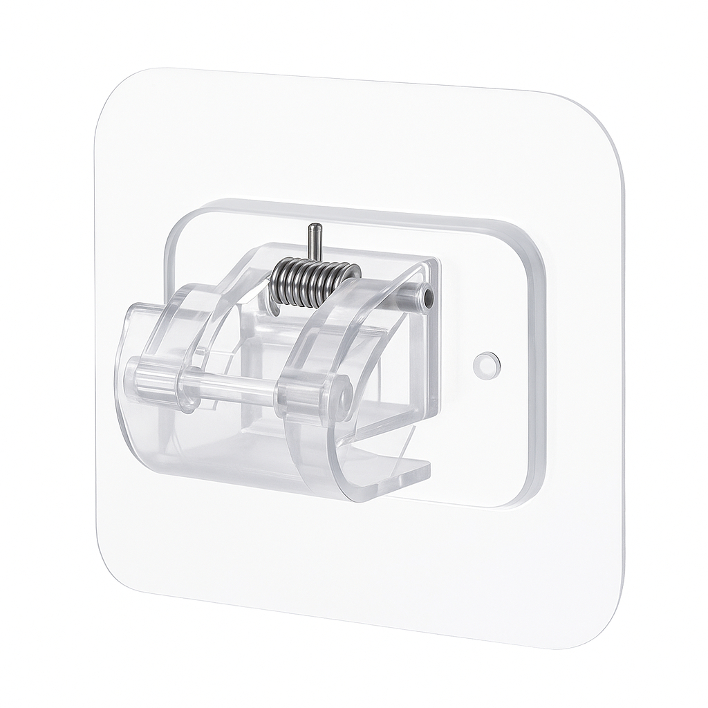 Bracket Penjepit Gagang Tempel Dinding 6x6 cm – Sapu Pel Tongkat Tirai | Perekat Kuat Tanpa Bor