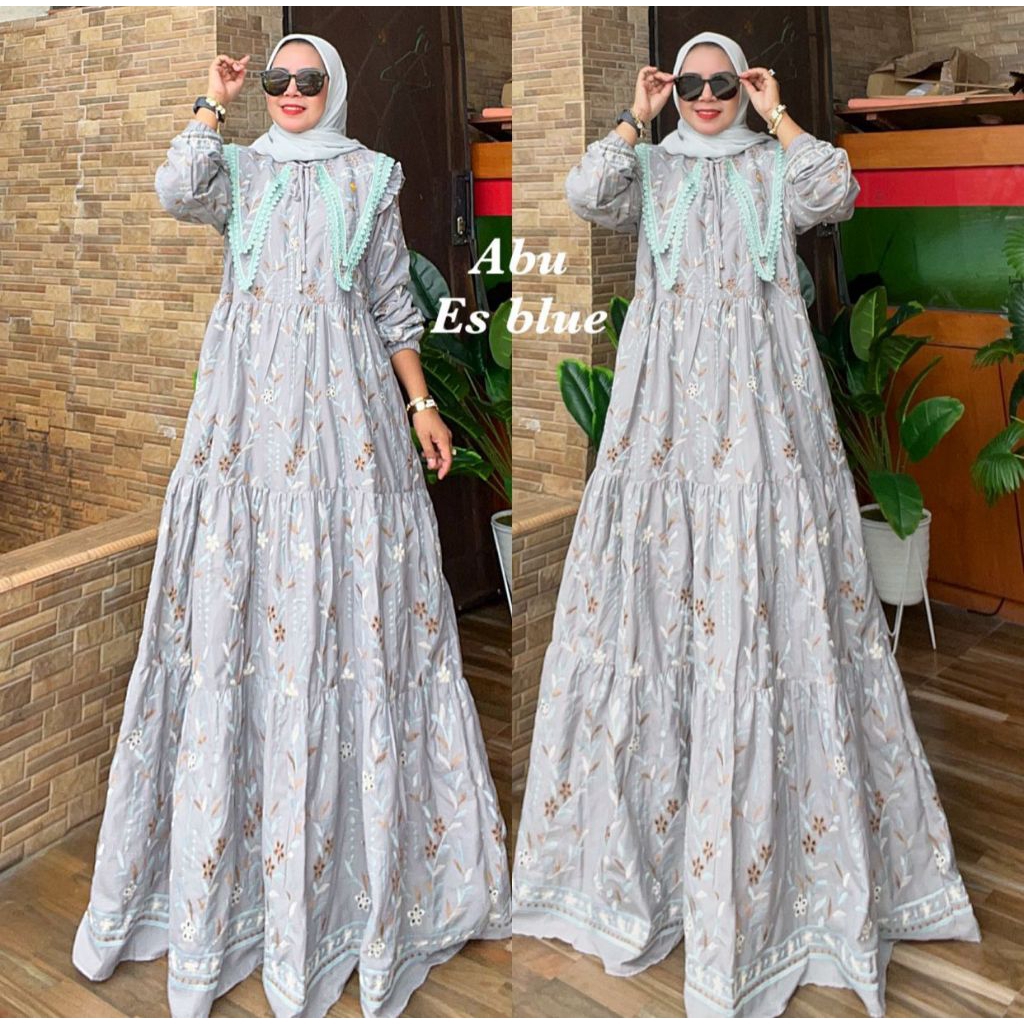 Terlaris Gamis Katun Bordir Bolong Bkk Bangkok Gamis Bordir/Gamis Katun bordir/by AS
