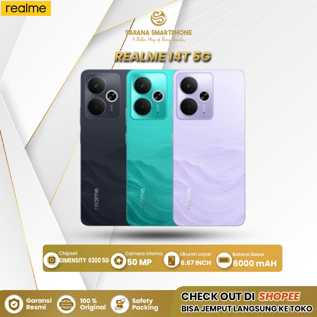 Realme 14T 5G 8+10/128GB | 8+10/256GB Hp Android Smartphone Original Garansi Resmi