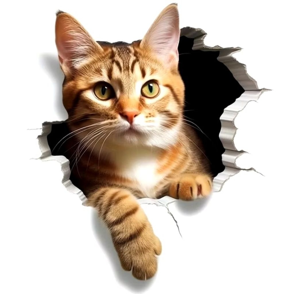 

stiker 3D kucing lucu, stiker print sudah cutting, size 15 x 20 cm, bahan anti air