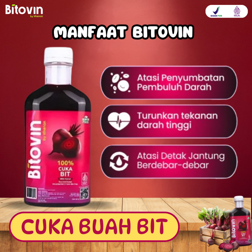 

BITOVIN Paket 1 Botol - Cuka Buah Bit Membantu Jaga Kesehatan Jantung Stabilkan Tekanan Darah
