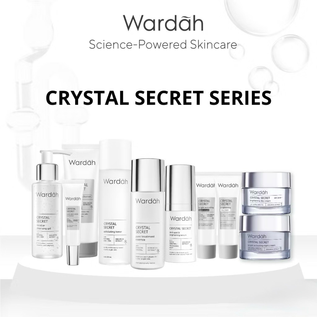 WARDAH CRYSTAL SECRET Facial Foam | Milk Cleanser | Cream | Exfoliating Toner | Essence | Micellar C