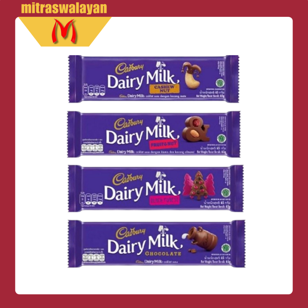

Cadbury DAIRY MILK Chocolate Original, Cashew Nut, Fruity Nut 35 gr