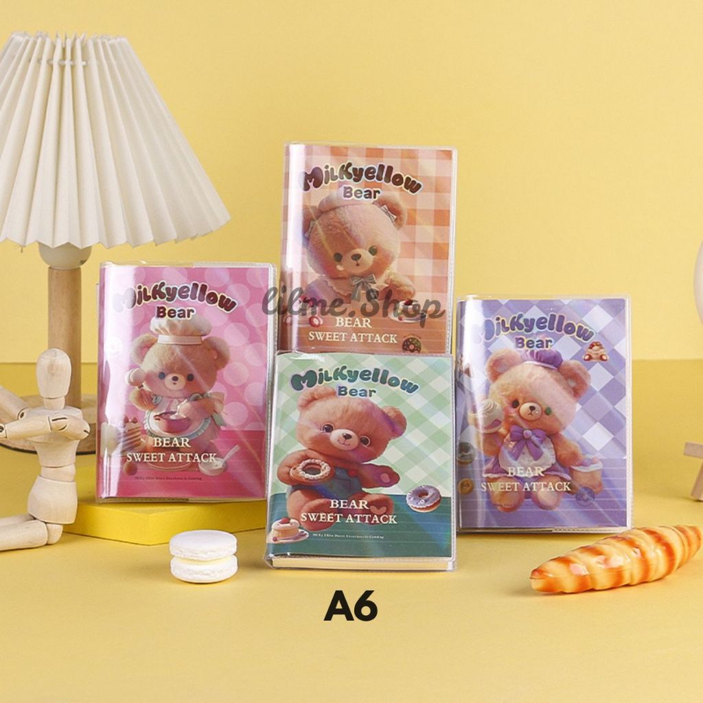

Buku Tulis Mini Tebal Dengan Sampul Lucu Milkyellow Bear / Buku Catatan Bergaris Sekolah Anak A6