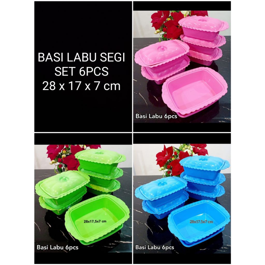 BASI LABU SEGI SET ISI 4 PCS & 6 PCS UKURAN 28x17x7 cm  Prasmanan Plastik
