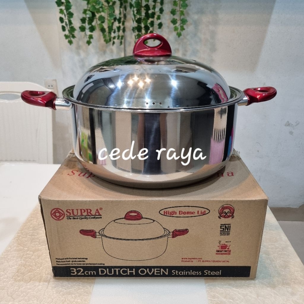 panci masak stainless tebal kilat supra dutch oven 32 cm
