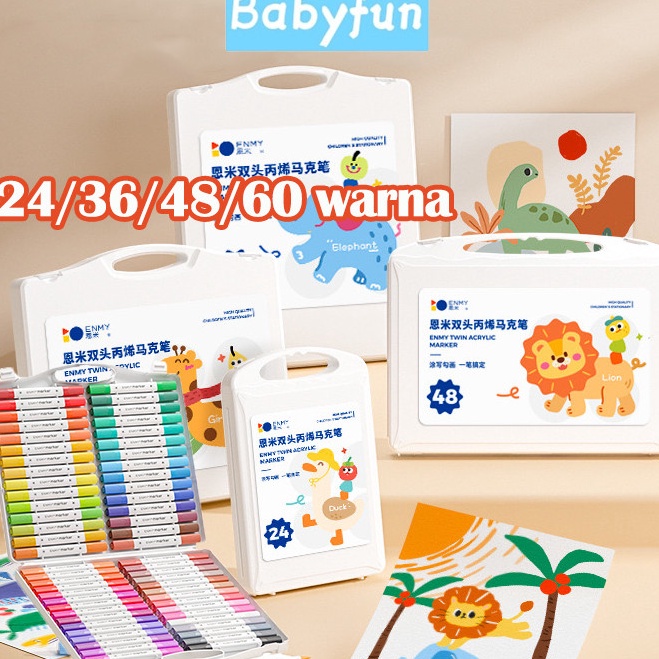 

KODE E89E Ready StockSpidol Warna Set 243668112 Spidol Brush Pen 2 Tips Spidol Set Marker Drawing Pen