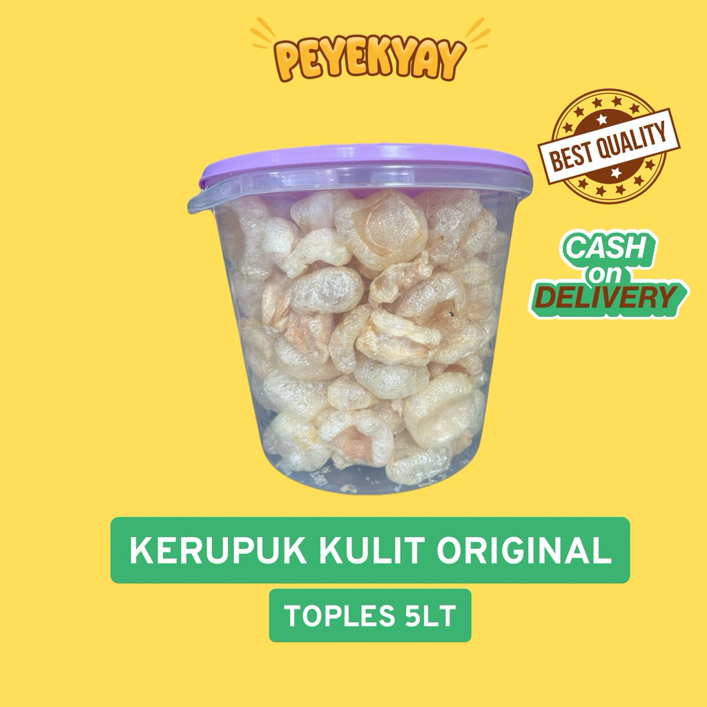 

Kerupuk kulit Sapi Dorokdok Kulit Sapi Asli Toples 5lt