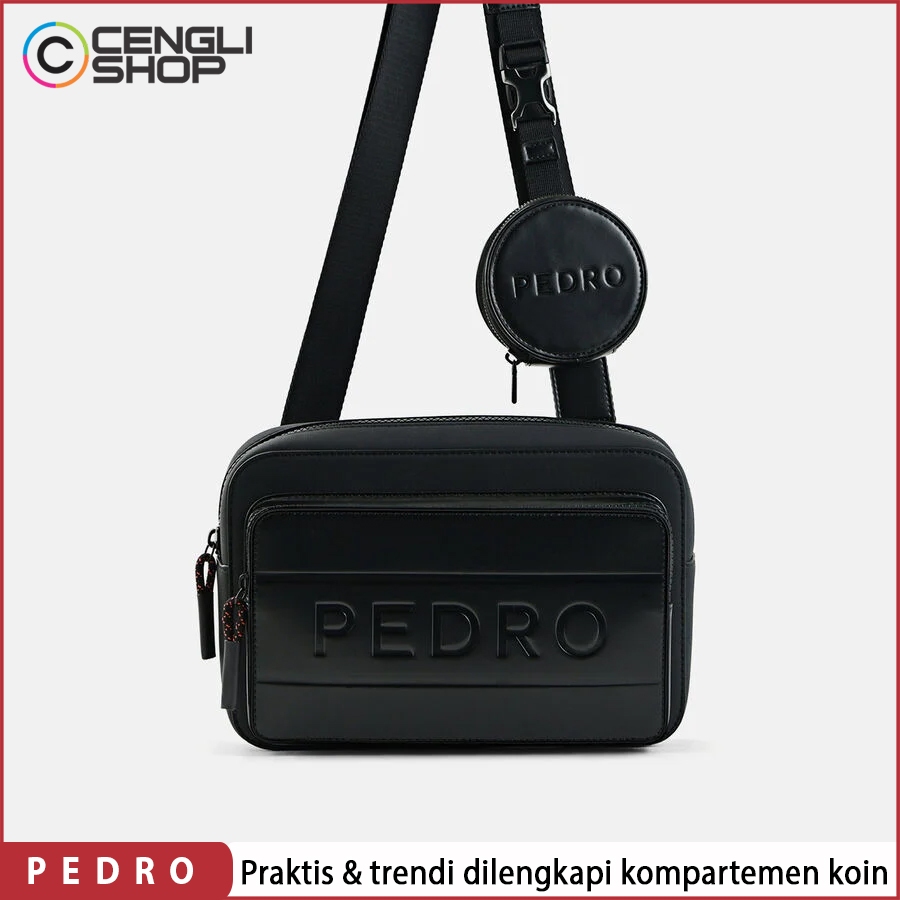 TAS SELEMPANG PRIA PEDRO SLING BAG ORIGINAL BRANDED TERBARU HITAM PM050