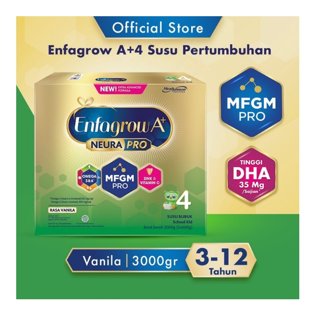 

[Cuci Gudang] Enfagrow A+ 4 Susu Formula 3-12 Tahun Vanilla 3000 Gr