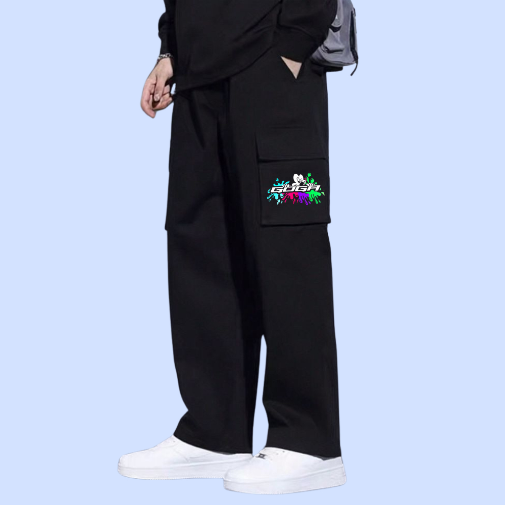 Celana Panjang Pria Cargo Bahan Fleece Long Pants Motif Stone Island, Api Menyala, Boneka, Tengkorak