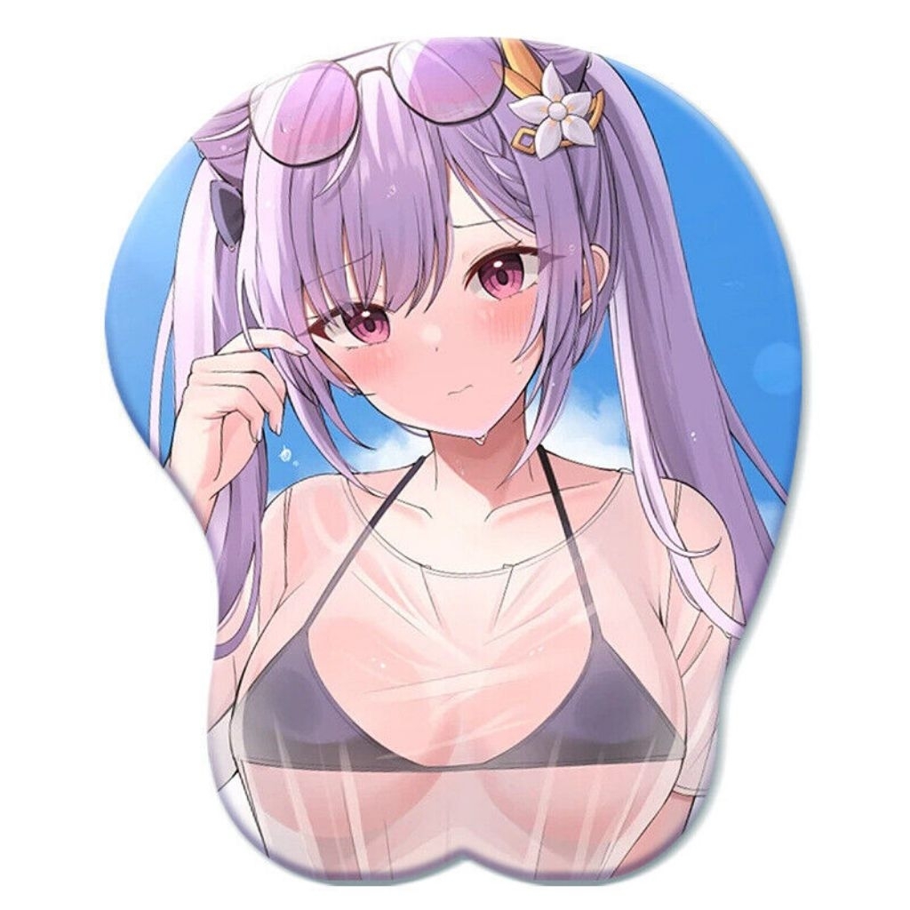 3D Mousepad Keqing Cat Girl Sexy Genshin Impact Tatakan Silicone Bra Mouse Pad Cewe Seksi Bantalan B