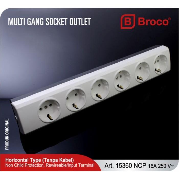 Broco Stop kontak 6 Lubang/Stop Kontak Outbow Broco 6 lubang /Colokan Listrik 6 lubang Broco