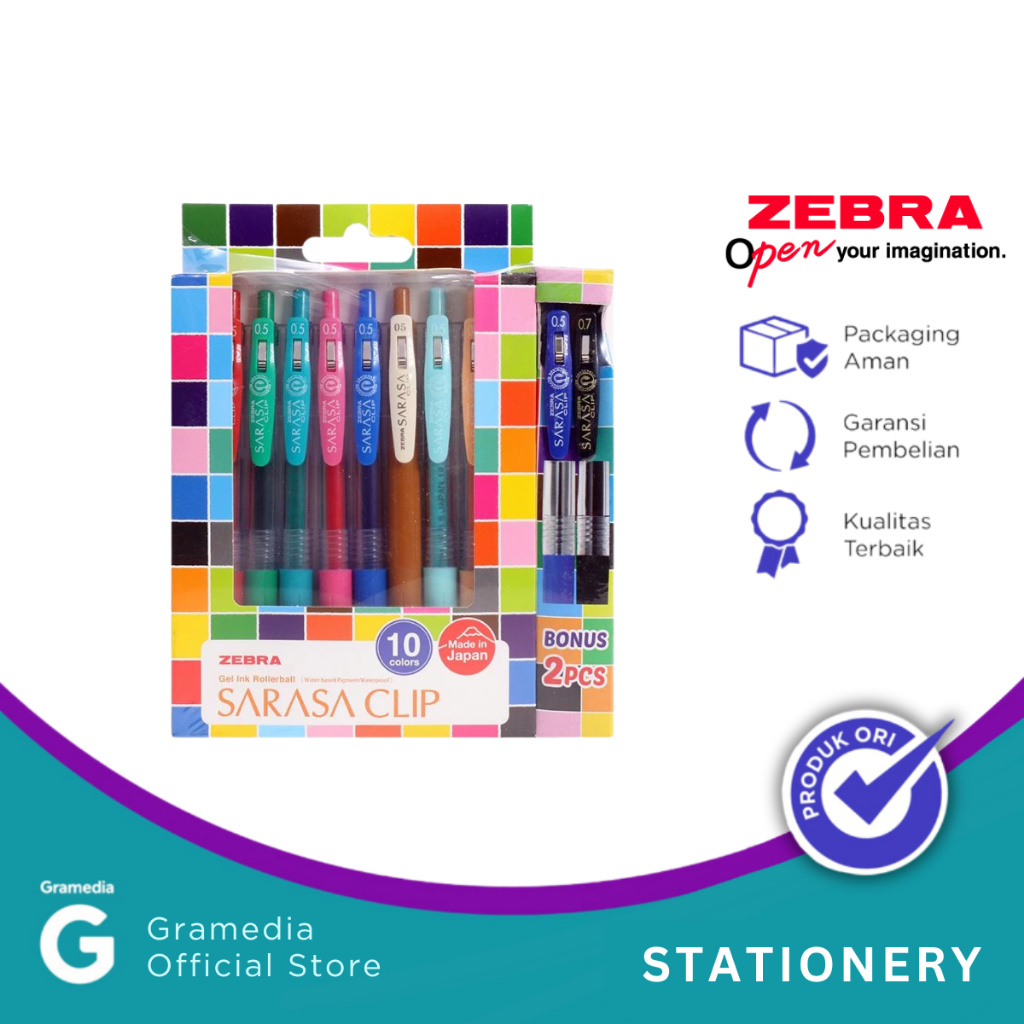 

Gramedia - ZEBRA SARASA SET 10 PCS FREE 2 PCS