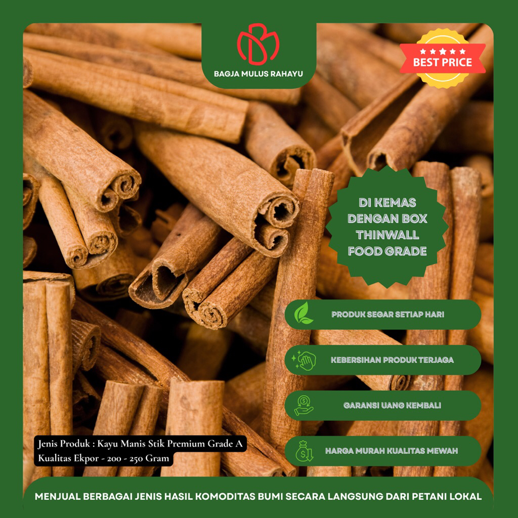 

Kayu Manis Premium Grade A - 200 / 250 Gram