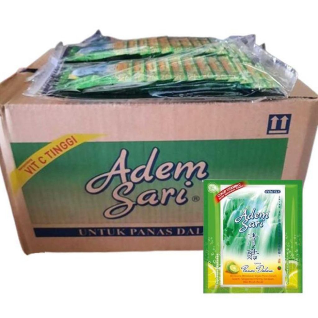

Adem Sari Sachet- 1Dus Isi 24 Renceng / Minuman Panas Dalam VIT C Rasa Jeruk Nipis