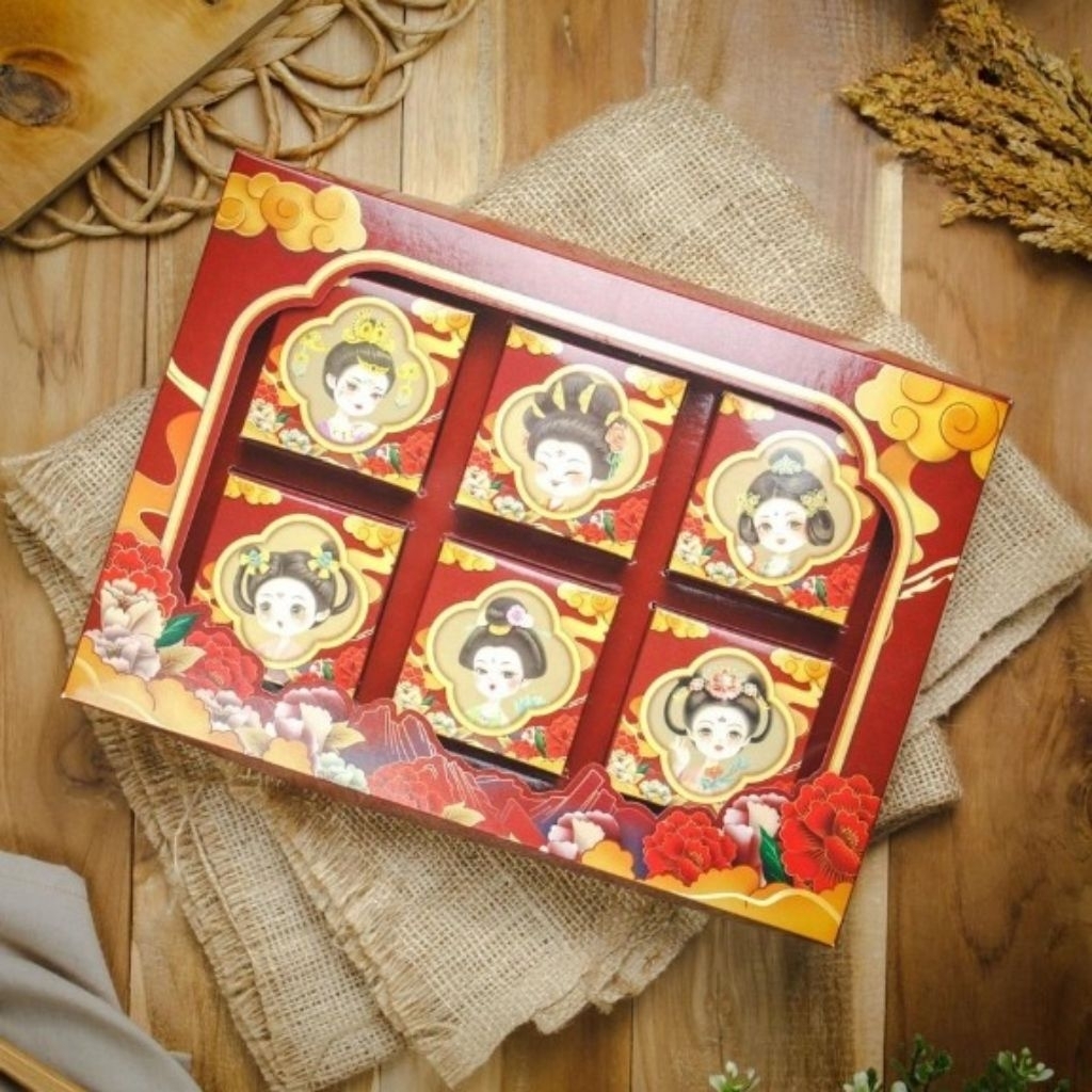 

BOX DEWI YEOSIN - Dus mooncake 50-75gr isi 6 mini box packaging moon cake kotak kue bulan 50gr