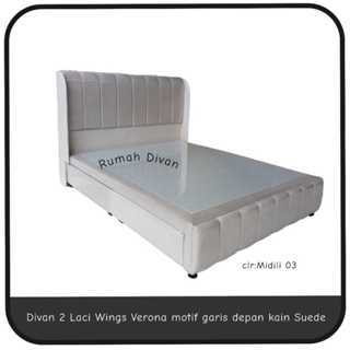 DIVAN BELAH 2 LACI WINGS VERONA MOTIF GARIS DEPAN KAIN SUEDE/KANVAS