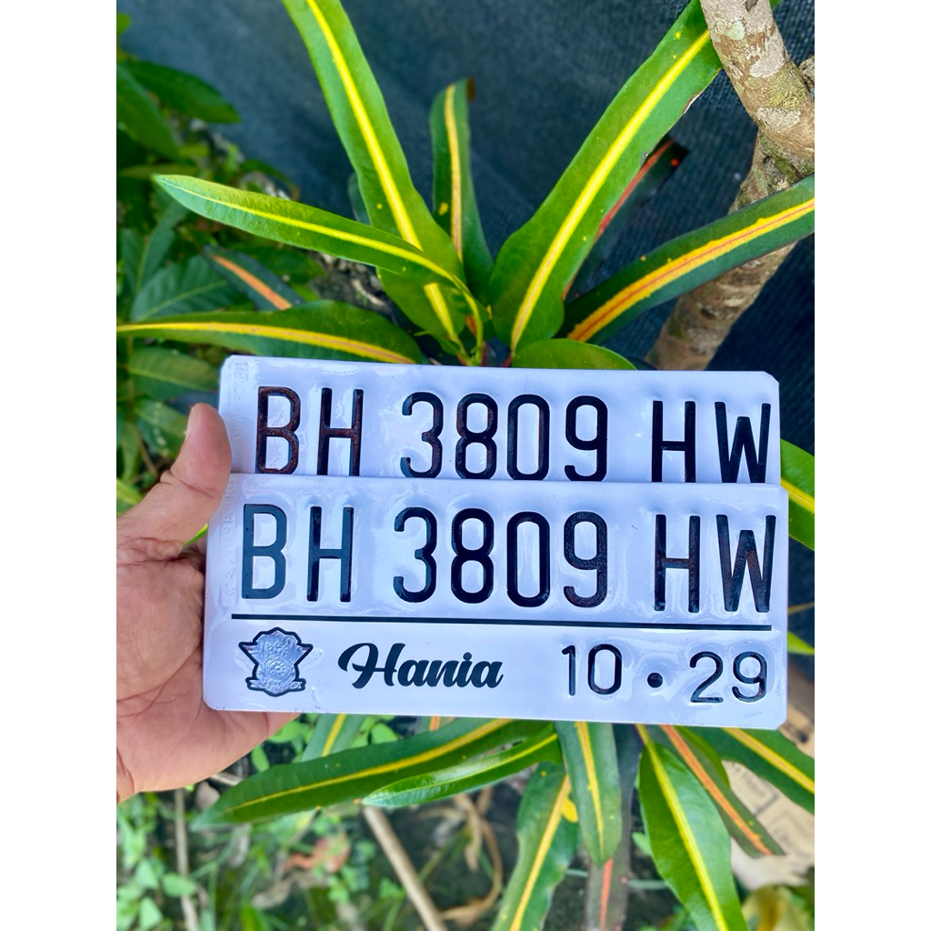 PLAT MOTOR CUSTOM WARNA PUTIH BAUT TANAM PLAT MOTOR UKURAN KECIL SEPASANG