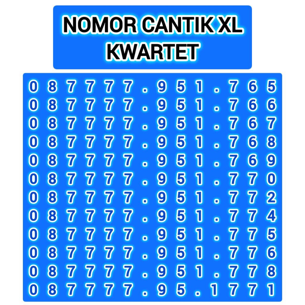 KARTU PERDANA XL CANTIK/SERI KWARTET KUOTA 3GB