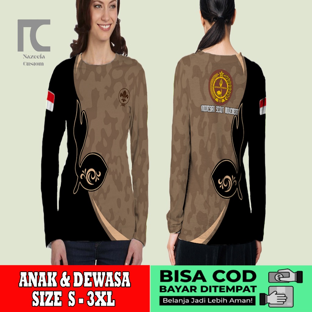 kaos pramuka lengan panjang | Kaos Baju Wanita Pramuka Pembina Lengan Panjang Fullprint art 01
