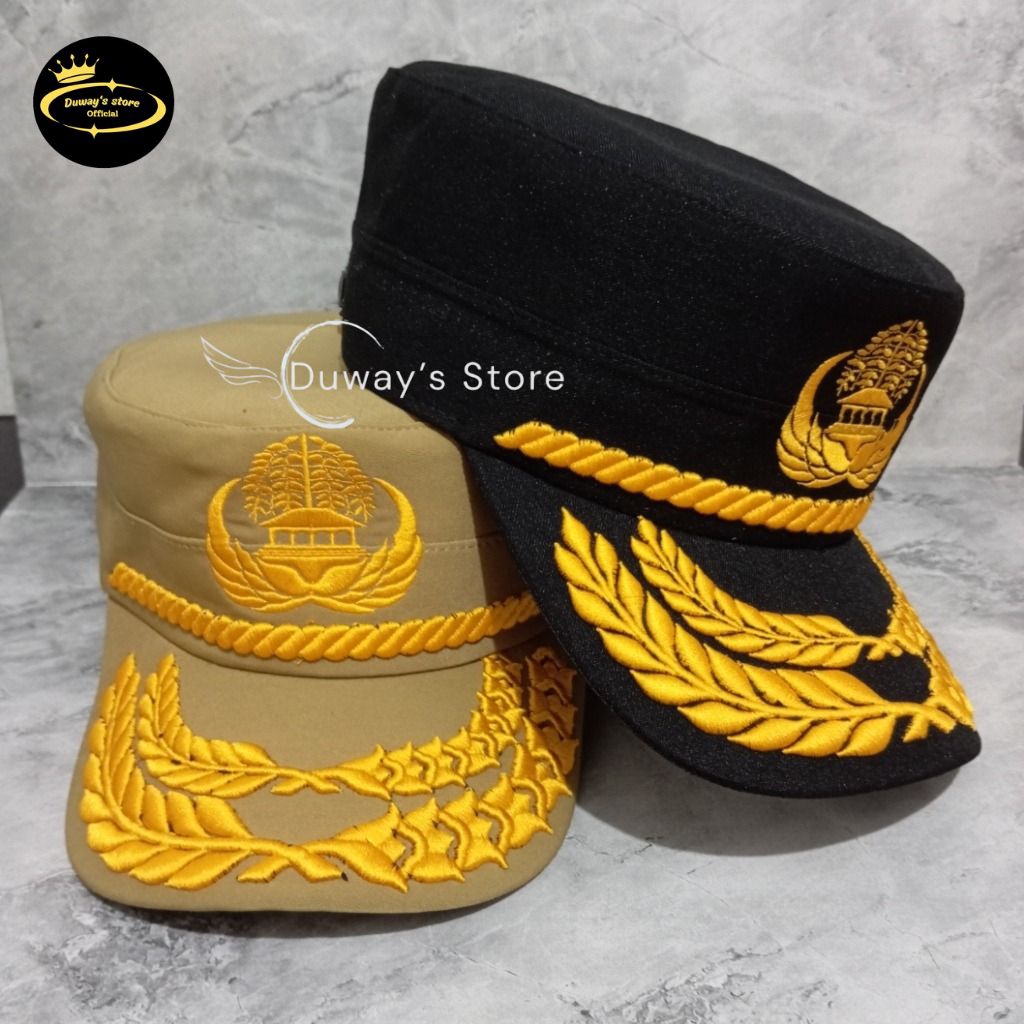 TOPI KOMANDO KORPRI GOL 4C - 4E HITAM & KHAKI FREE NAMA - TOPI KOMANDO KORPRI DOUBLERAY HITAM & KHAK