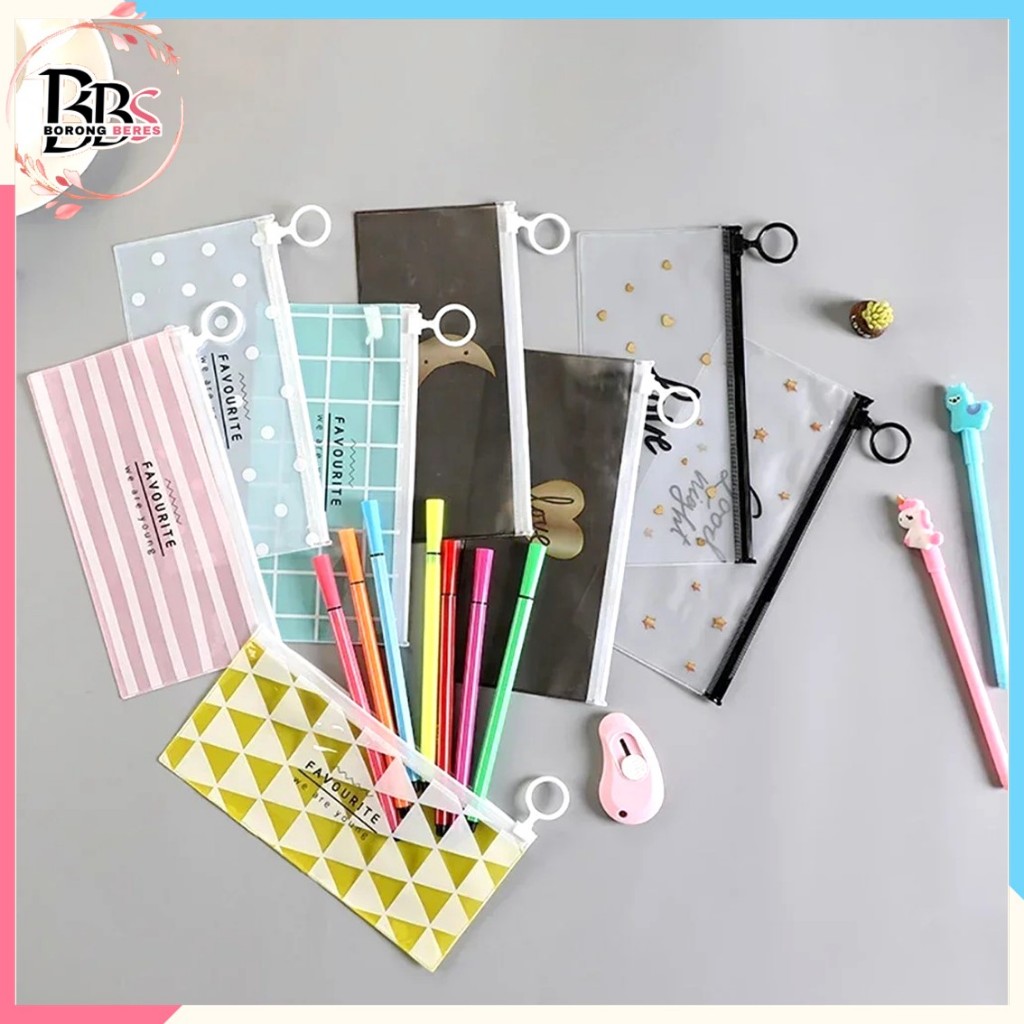 

BORES Tempat Pensil Pulpen Transparan Ziplock Karakter Serbaguna Pouch Zip Lock Penyimpanan Kosmetik Pouch Zipper Pencil Case Tempat Penyimpanan Alat Tulis Murah